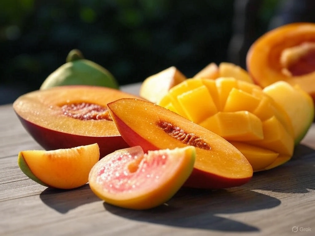 Fruits - Peach, Mango & Guava