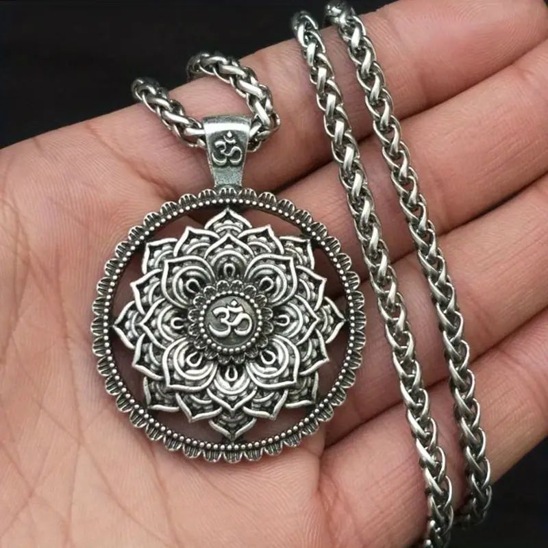 Tibetan Buddhist Lotus Mandala Pendant Necklace