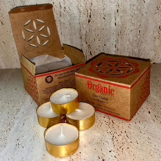 Organic Goodness - Tealight Candles ROSE (12 candles)